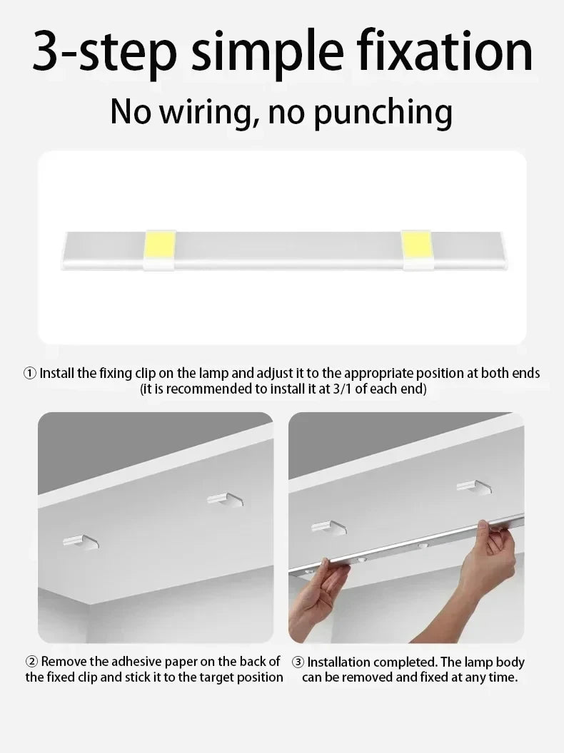 LED Kitchen Under Cabinet Light USB Rechargeable Motion Sensor Bar Light For Kitchen Bedroom Wardrobe 20/30/40/50cm Night Light