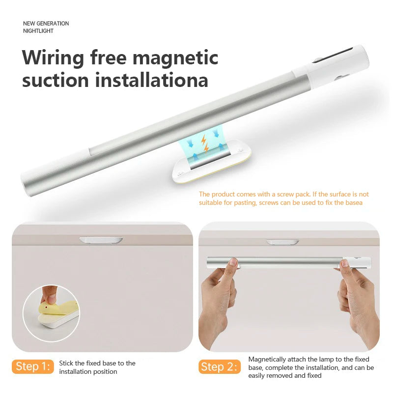 LED Under Cabinet Lights Digital Display Motion Sensor Light USB Rechargeable Magnetic Counter Lights for Kitchen Bookcases