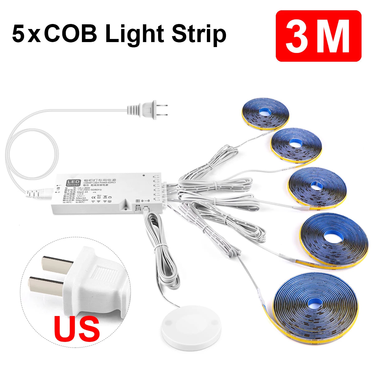 Smart Penetrable Wood COB LED Strip Touch Sensor Light 320Leds/m Warm/Neutral White Parallel Lights Kitchen Backlight Lighting