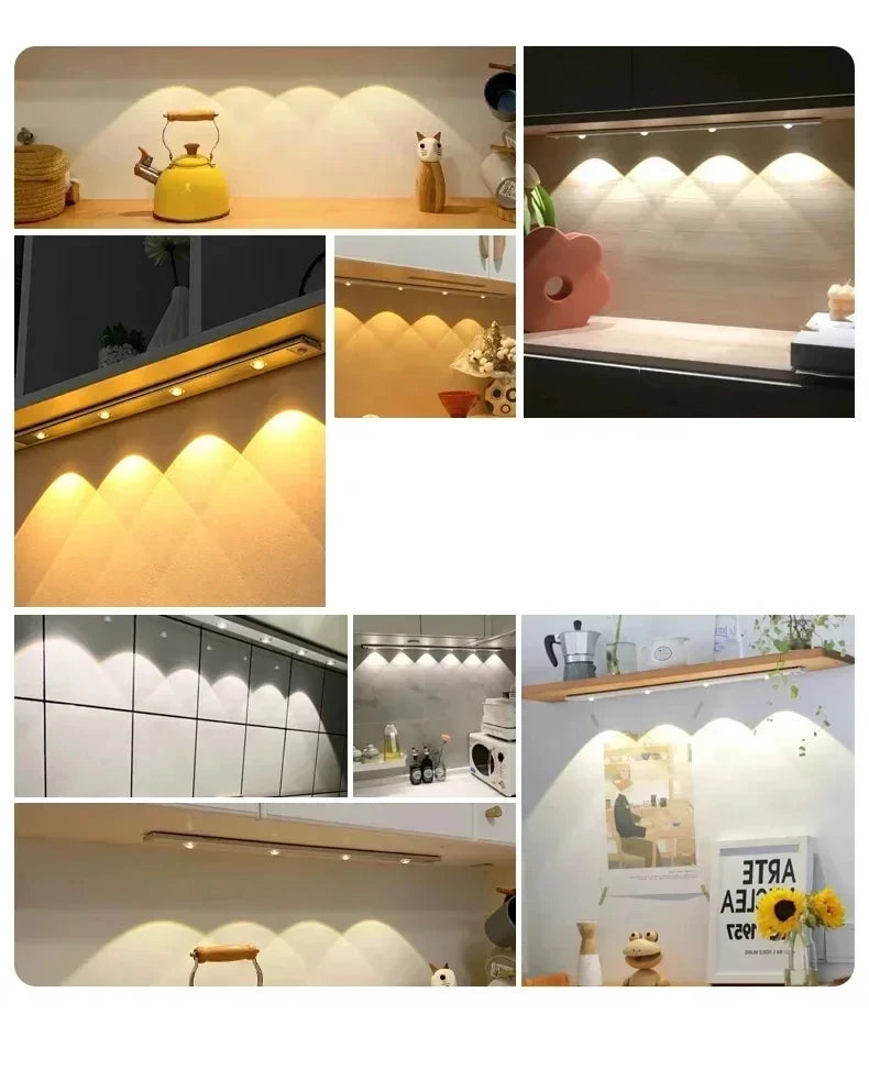 LED Kitchen Under Cabinet Light USB Rechargeable Motion Sensor Bar Light For Kitchen Bedroom Wardrobe 20/30/40/50cm Night Light