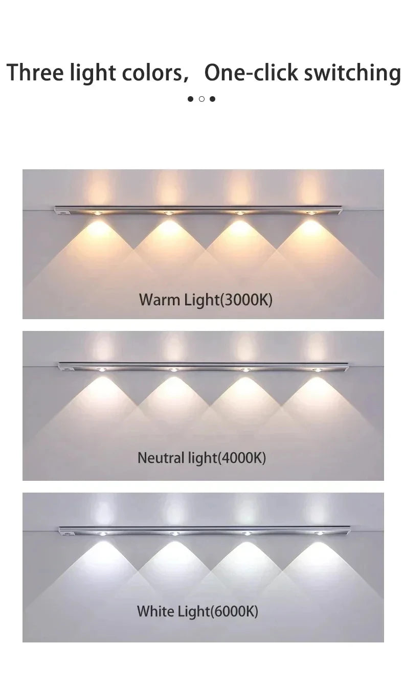 LED Kitchen Under Cabinet Light USB Rechargeable Motion Sensor Bar Light For Kitchen Bedroom Wardrobe 20/30/40/50cm Night Light