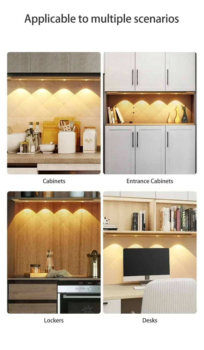 LED Kitchen Under Cabinet Light USB Rechargeable Motion Sensor Bar Light For Kitchen Bedroom Wardrobe 20/30/40/50cm Night Light