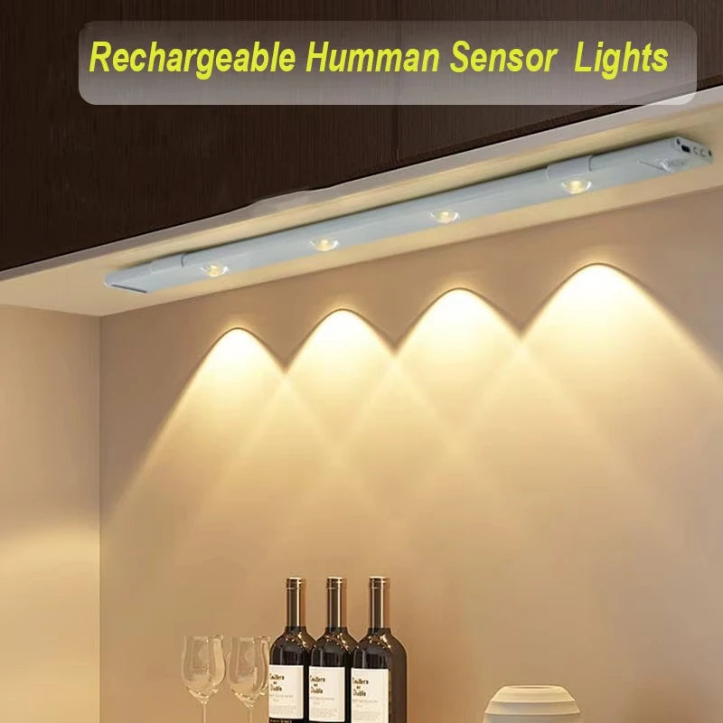 LED Kitchen Under Cabinet Light USB Rechargeable Motion Sensor Bar Light For Kitchen Bedroom Wardrobe 20/30/40/50cm Night Light
