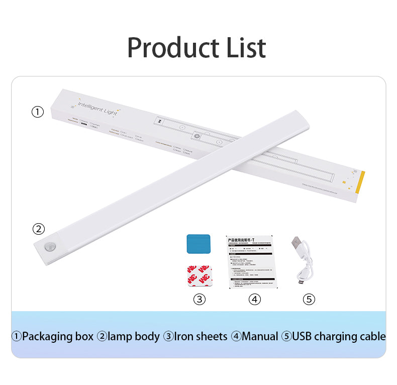 LED Bar Light Motion Sensor USB Rechargeable Led Night Light for Kitchen Wardrobe Cabinet Lighting 30cm/40cm/50cm Cabinet Light