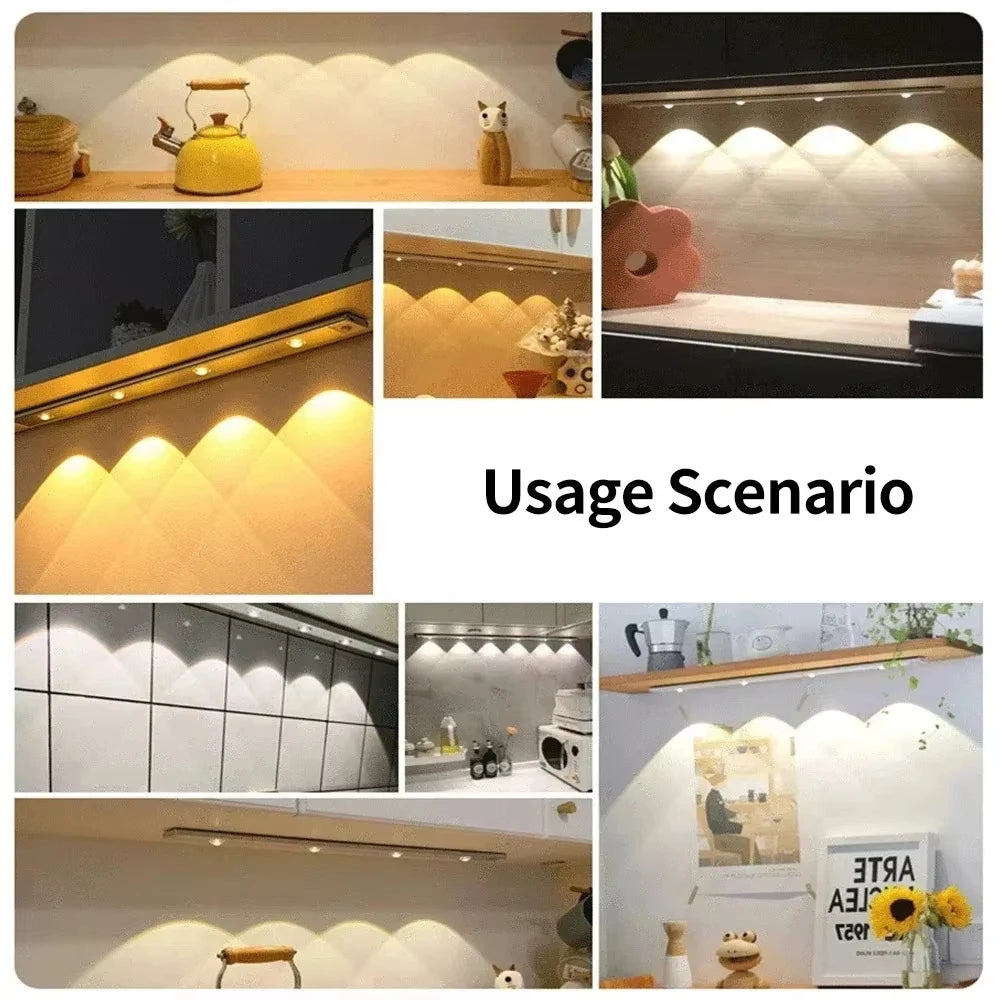 LED Kitchen Under Cabinet Light USB Rechargeable Motion Sensor Bar Light For Kitchen Bedroom Wardrobe 20/30/40/50cm Night Light