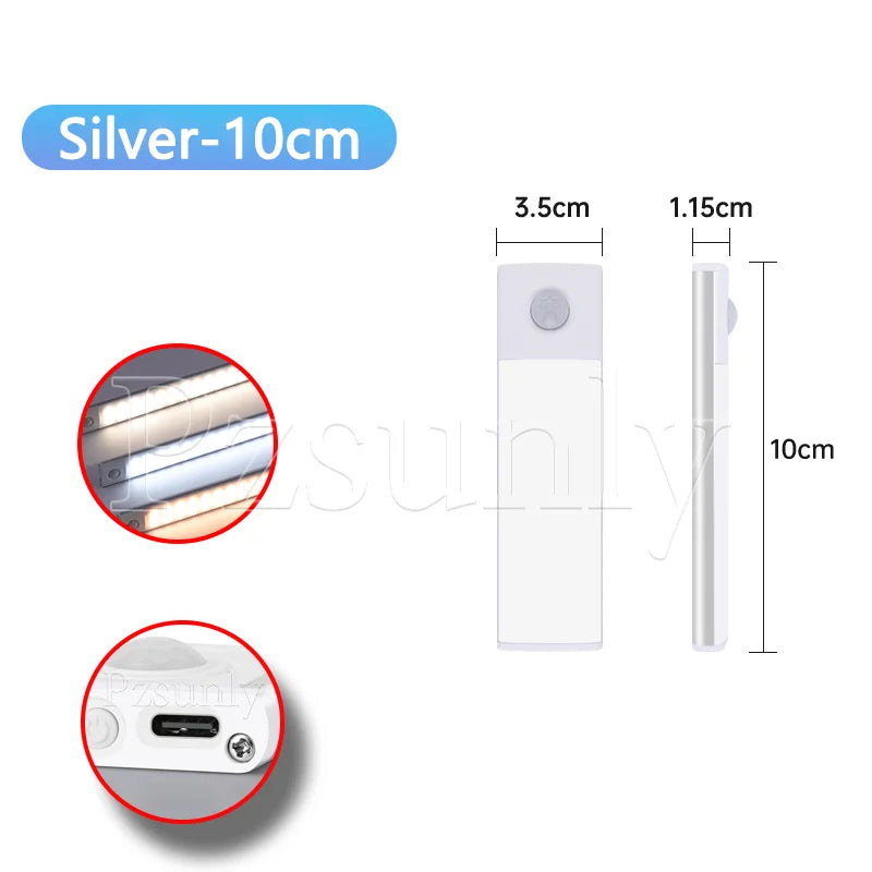 LED Bar Light Motion Sensor USB Rechargeable Led Night Light for Kitchen Wardrobe Cabinet Lighting 30cm/40cm/50cm Cabinet Light