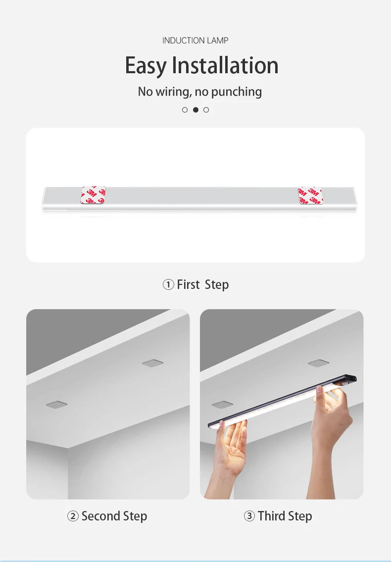 LED Bar Light Motion Sensor USB Rechargeable Led Night Light for Kitchen Wardrobe Cabinet Lighting 30cm/40cm/50cm Cabinet Light